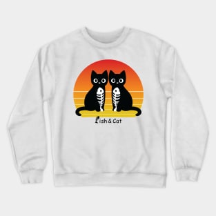 Fish & Cat with Sunset Crewneck Sweatshirt